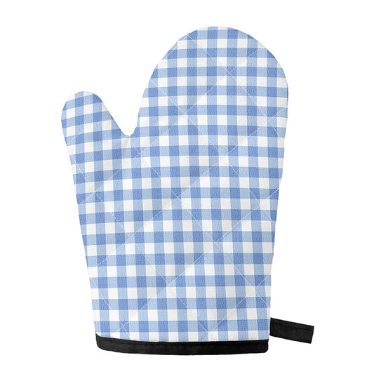 Cornflower Blue And White Gingham Print Single Oven Mitt