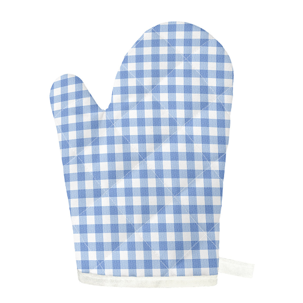 Cornflower Blue And White Gingham Print Single Oven Mitt