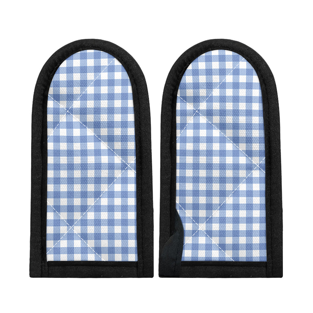 Cornflower Blue And White Gingham Print Skillet Handle Cover