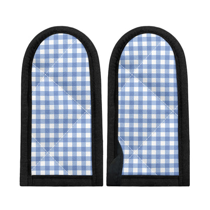Cornflower Blue And White Gingham Print Skillet Handle Cover