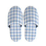 Cornflower Blue And White Gingham Print Slippers