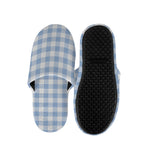 Cornflower Blue And White Gingham Print Slippers