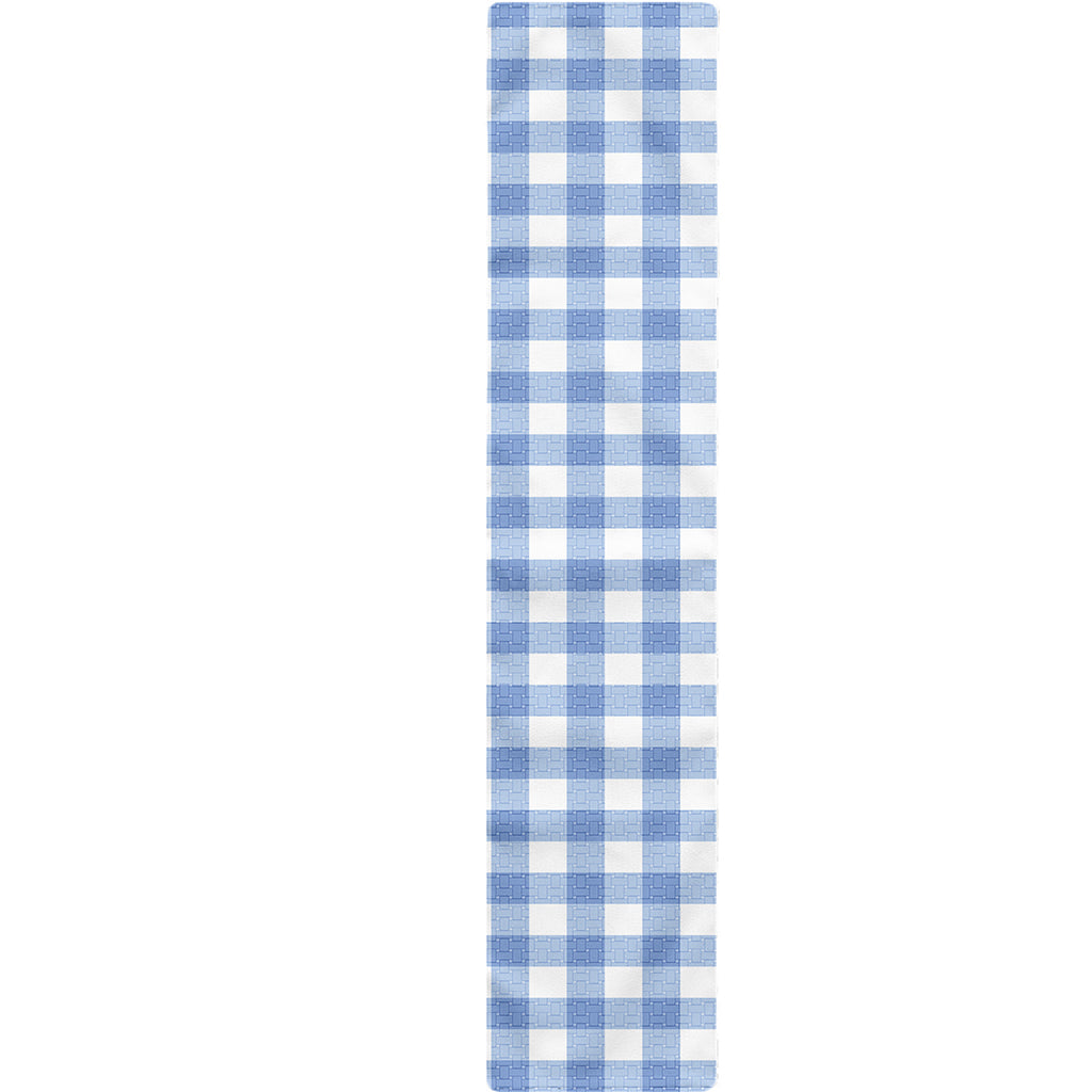 Cornflower Blue And White Gingham Print Table Runner