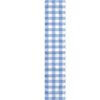 Cornflower Blue And White Gingham Print Table Runner