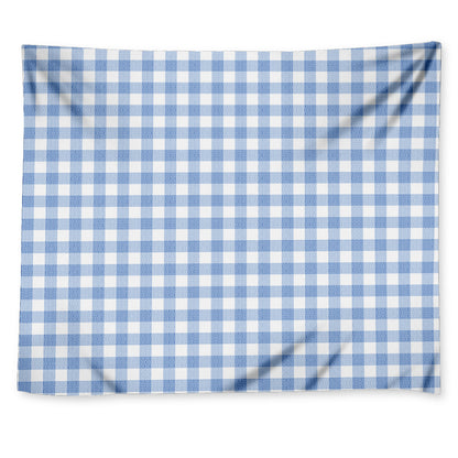 Cornflower Blue And White Gingham Print Tapestry