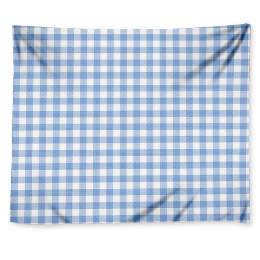Cornflower Blue And White Gingham Print Tapestry