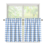 Cornflower Blue And White Gingham Print Tier Curtains