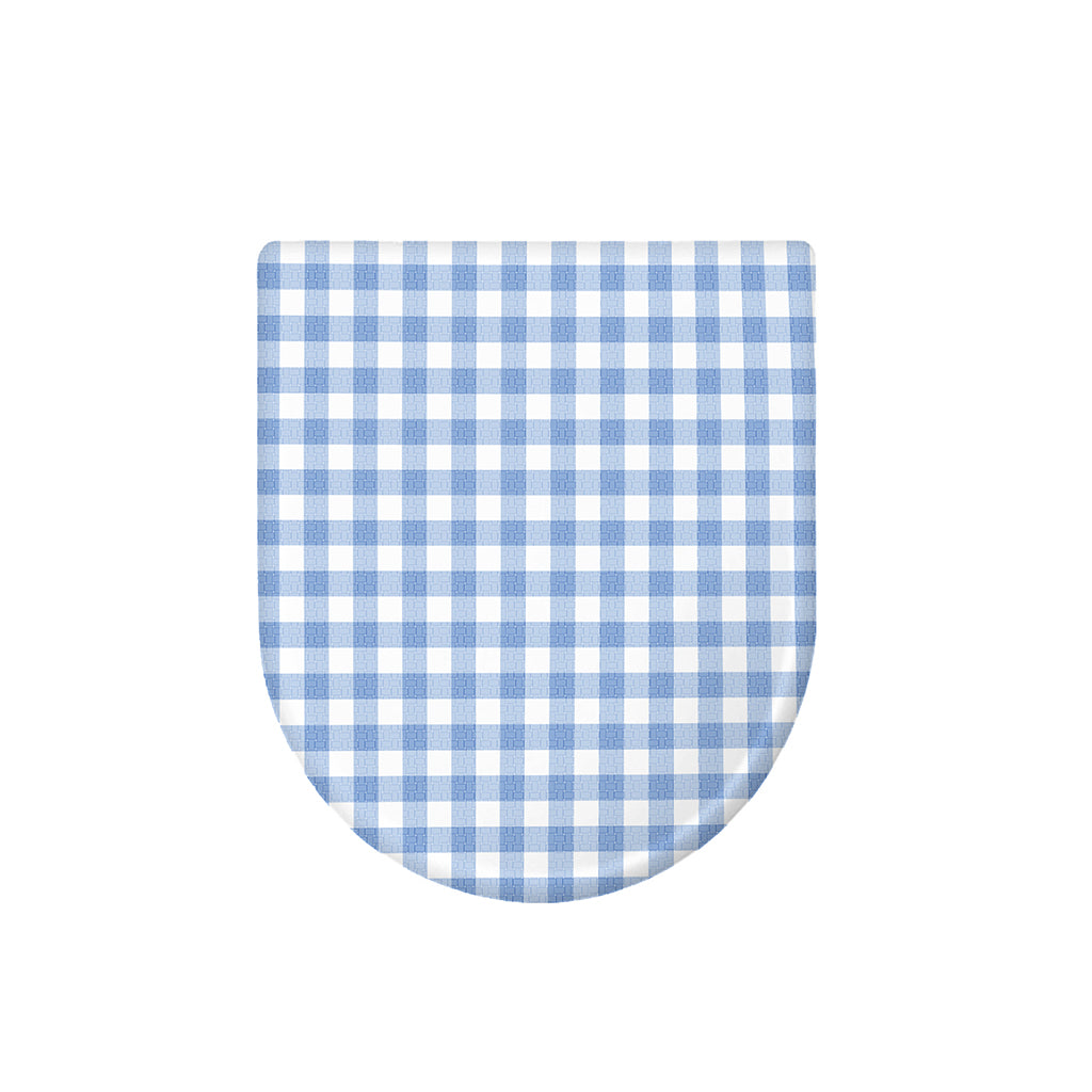 Cornflower Blue And White Gingham Print Toilet Lid Cover