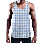 Cornflower Blue And White Gingham Print Training Tank Top