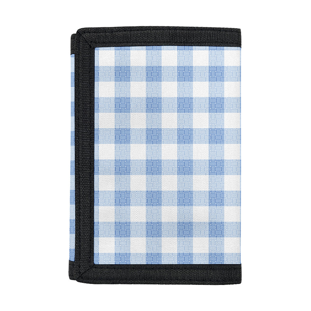 Cornflower Blue And White Gingham Print Trifold Wallet