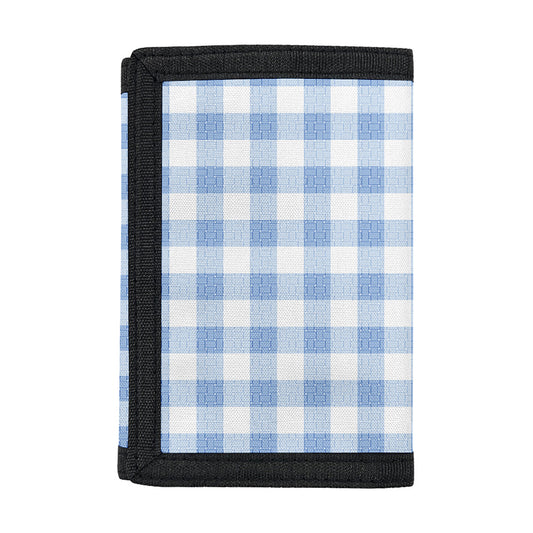 Cornflower Blue And White Gingham Print Trifold Wallet