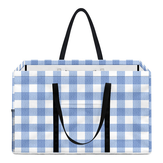 Cornflower Blue And White Gingham Print Utility Tote Bag