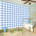 Cornflower Blue And White Gingham Print Wall Sticker