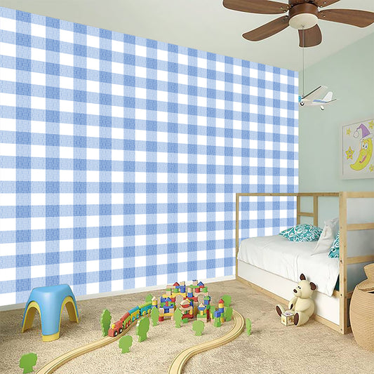 Cornflower Blue And White Gingham Print Wall Sticker