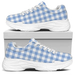 Cornflower Blue And White Gingham Print White Chunky Shoes