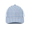 Cornflower Blue And White Gingham Print White Mesh Trucker Cap