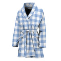 Cornflower Blue And White Gingham Print Women's Bathrobe