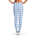 Cornflower Blue And White Gingham Print Women's Leggings