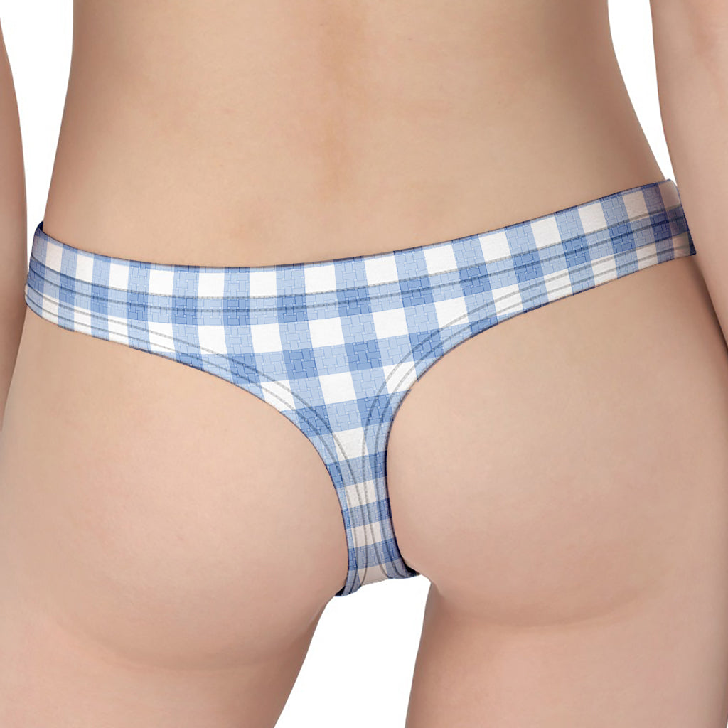Cornflower Blue And White Gingham Print Women's Thong