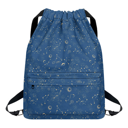 Cosmic Constellation Pattern Print Drawstring Backpack