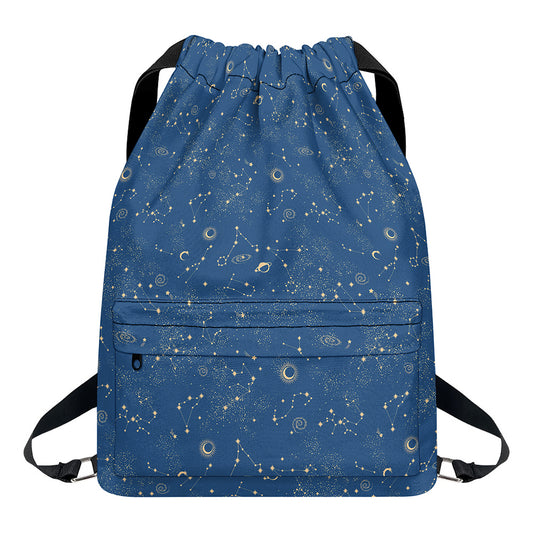 Cosmic Constellation Pattern Print Drawstring Backpack