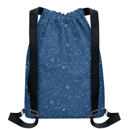 Cosmic Constellation Pattern Print Drawstring Backpack