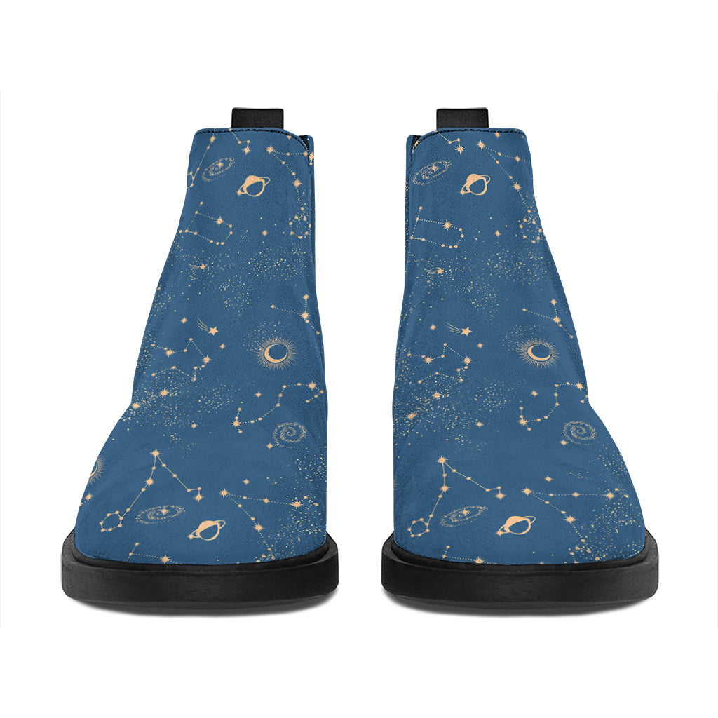 Cosmic Constellation Pattern Print Flat Ankle Boots