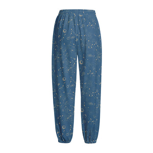 Cosmic Constellation Pattern Print Fleece Lined Knit Pants