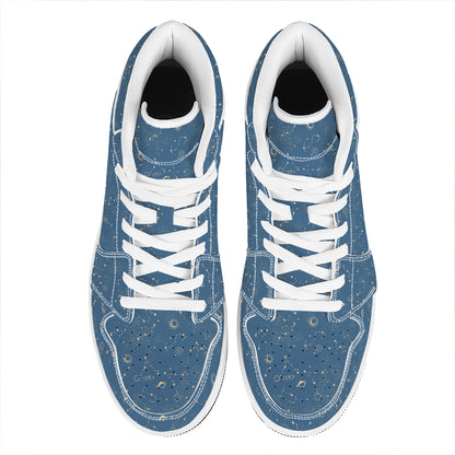 Cosmic Constellation Pattern Print High Top Leather Sneakers