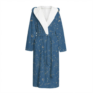 Cosmic Constellation Pattern Print Hooded Bathrobe