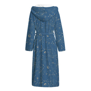 Cosmic Constellation Pattern Print Hooded Bathrobe