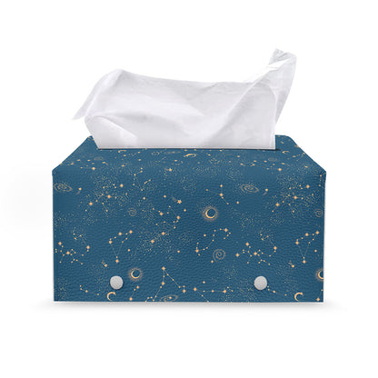 Cosmic Constellation Pattern Print Leather Tissue Box Cover