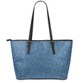 Cosmic Constellation Pattern Print Leather Tote Bag With Zipper