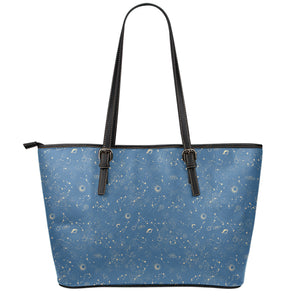 Cosmic Constellation Pattern Print Leather Tote Bag