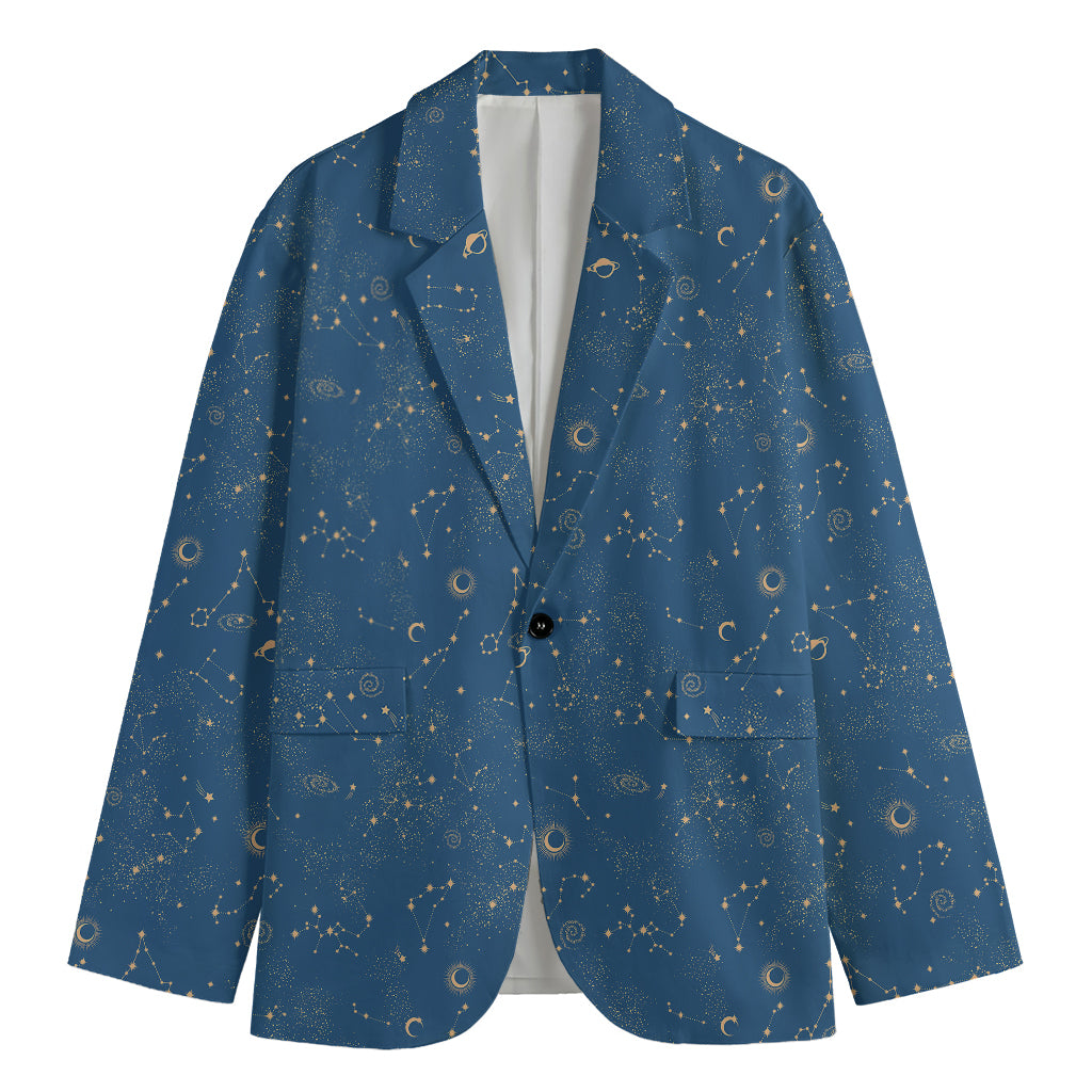 Cosmic Constellation Pattern Print Men's Blazer