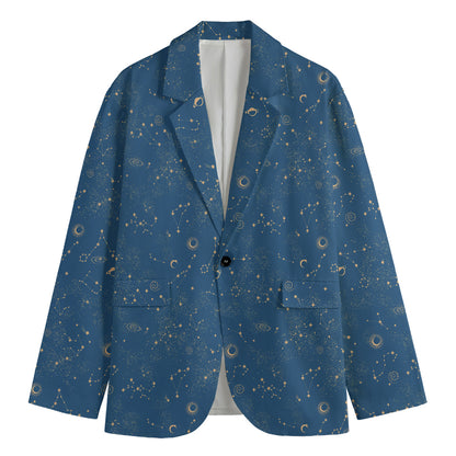 Cosmic Constellation Pattern Print Men's Blazer