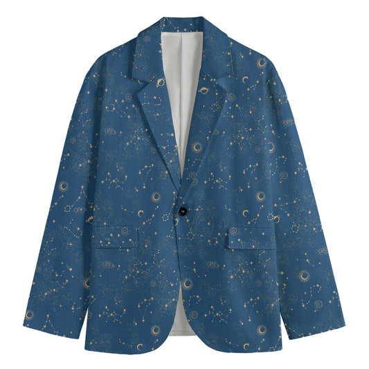 Cosmic Constellation Pattern Print Men's Blazer