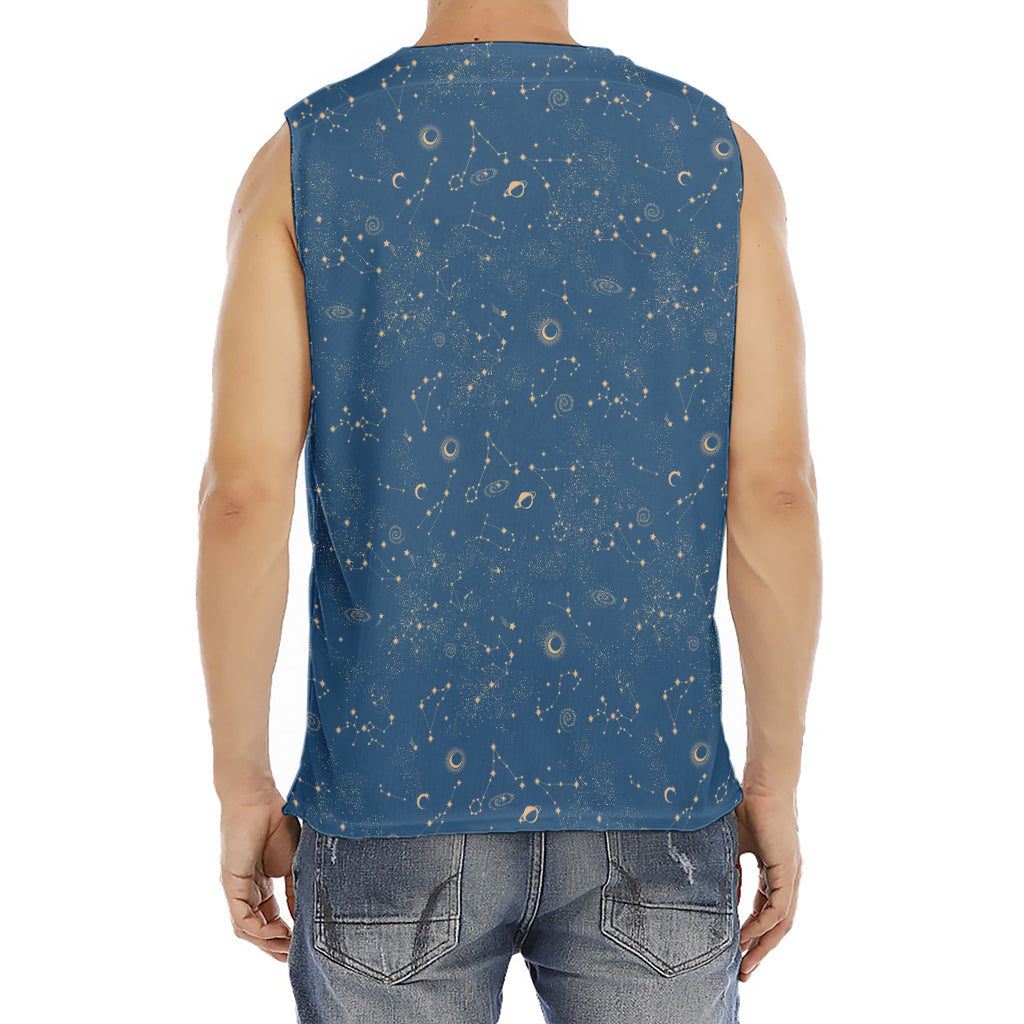 Cosmic Constellation Pattern Print Men's Fitness Tank Top