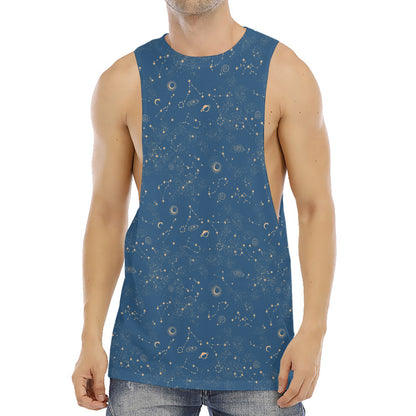 Cosmic Constellation Pattern Print Men's Muscle Tank Top