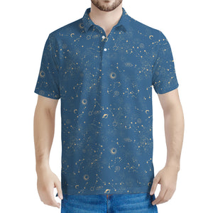 Cosmic Constellation Pattern Print Men's Polo Shirt