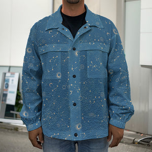 Cosmic Constellation Pattern Print Men's Shirt Jacket