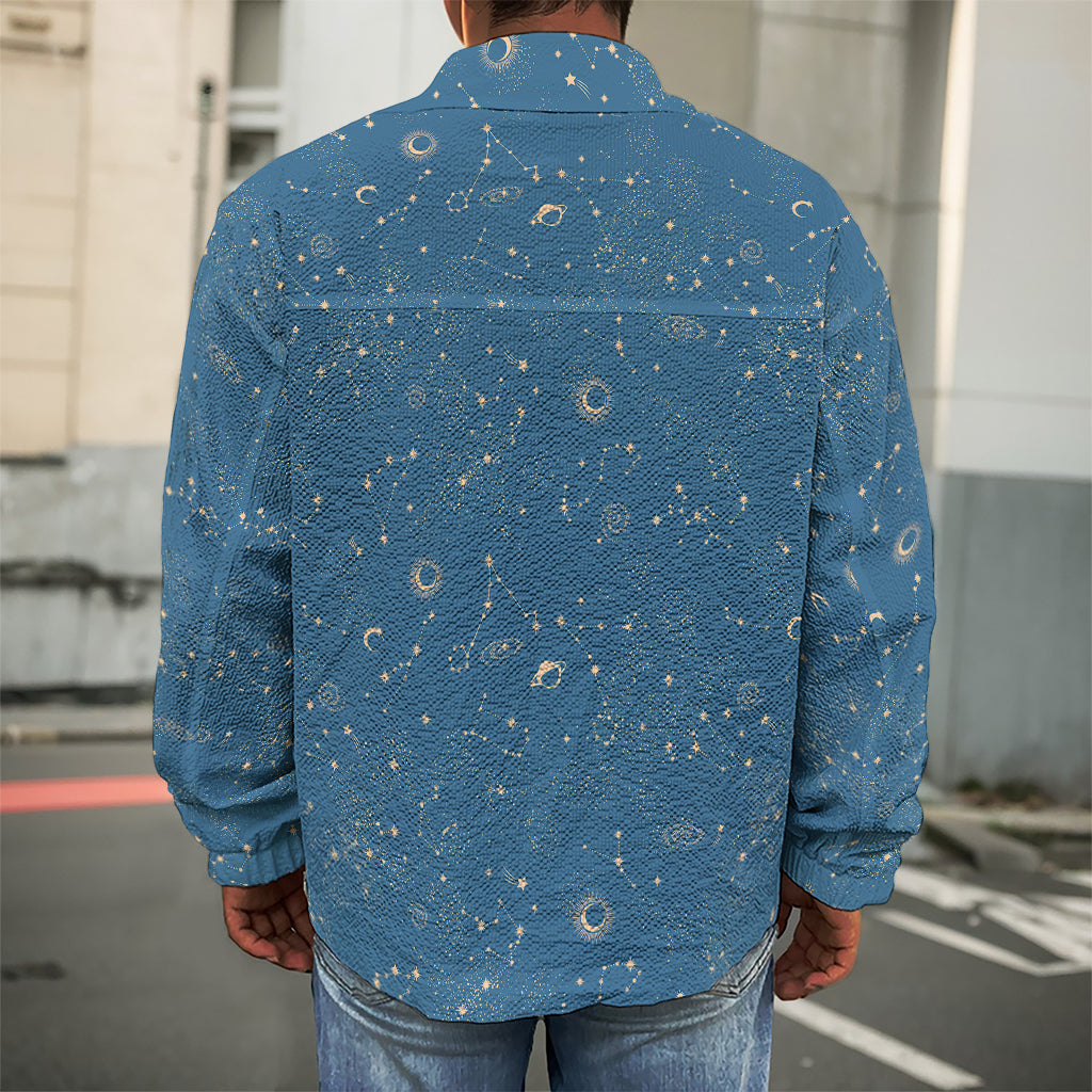 Cosmic Constellation Pattern Print Men's Shirt Jacket