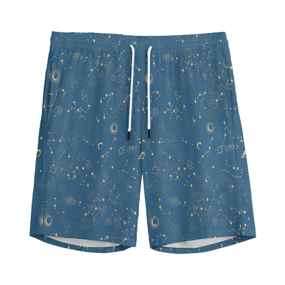 Cosmic Constellation Pattern Print Men's Sports Shorts