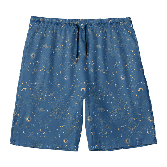 Cosmic Constellation Pattern Print Men's Swim Trunks
