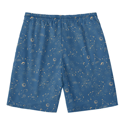 Cosmic Constellation Pattern Print Men's Swim Trunks