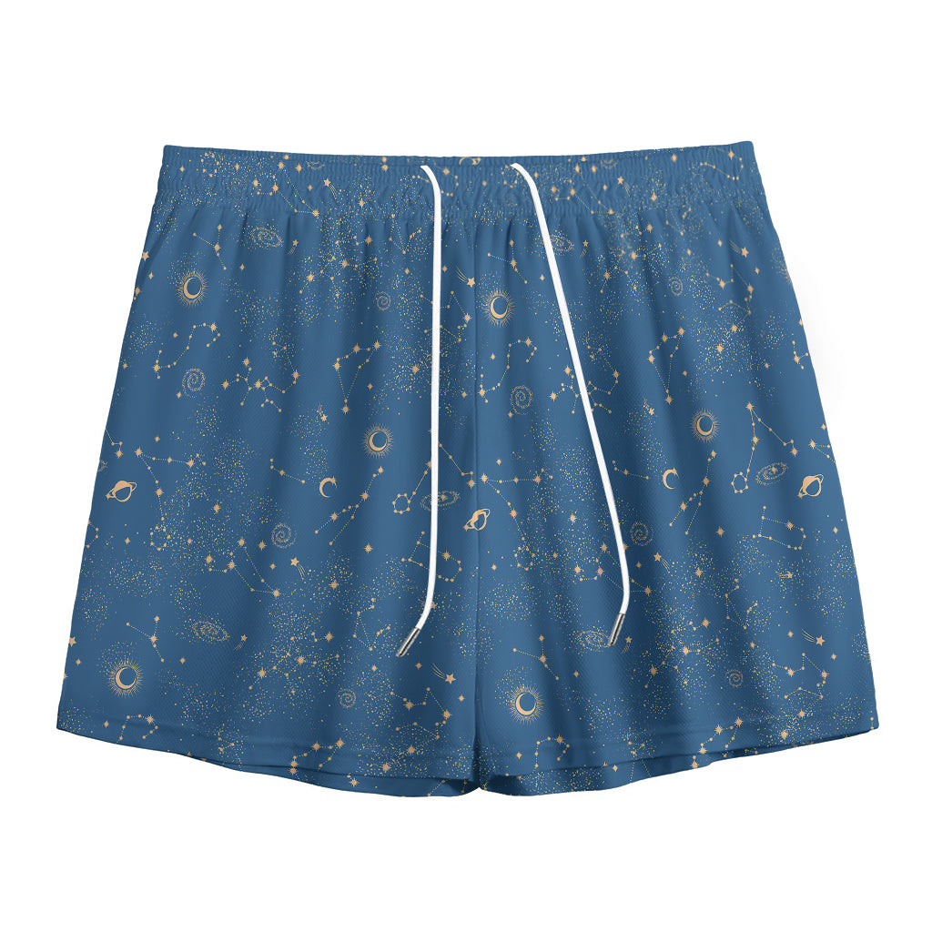 Cosmic Constellation Pattern Print Mesh Shorts