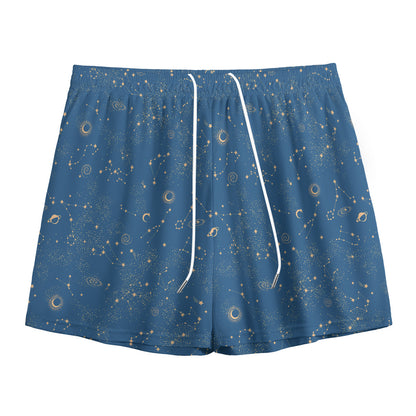 Cosmic Constellation Pattern Print Mesh Shorts
