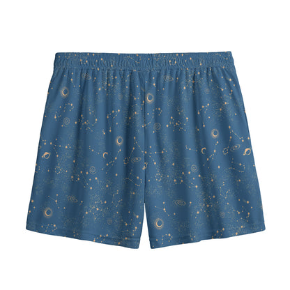 Cosmic Constellation Pattern Print Mesh Shorts