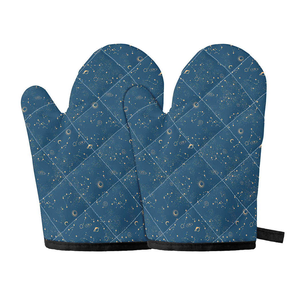 Cosmic Constellation Pattern Print Oven Mitts