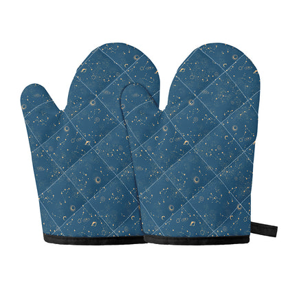 Cosmic Constellation Pattern Print Oven Mitts